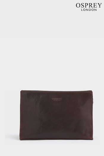 OSPREY LONDON The Carter Leather Brown Washbag (N61545) | £75