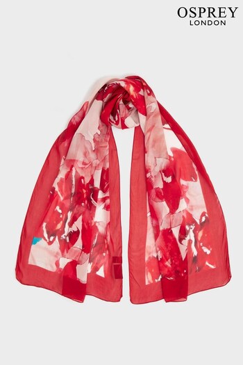 OSPREY LONDON Red The Lily Boxed Scarf (N61556) | £39
