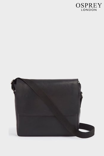 OSPREY LONDON XL The Carter Leather Messenger Black Bag (N61561) | £345