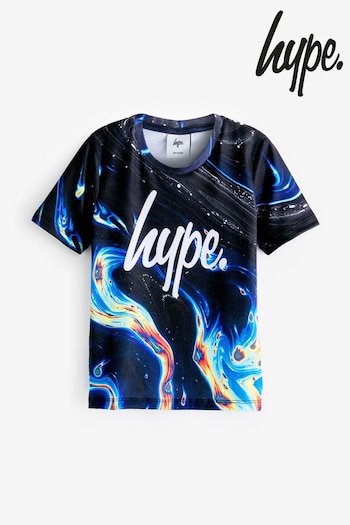Hype. Boys Multi Rainbow Marble Black T-Shirt (N61618) | £20
