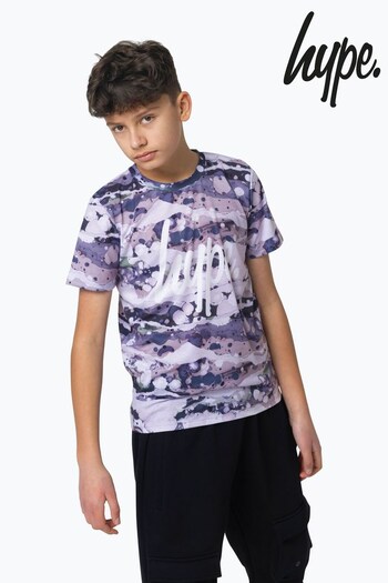 Hype. Boys Purple Multi Layered Earth Script T-Shirt (N61629) | £20
