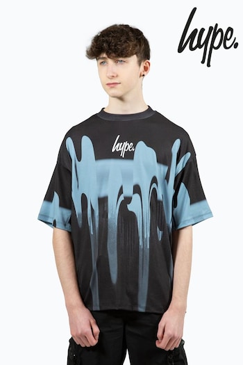 Hype. Box Blue Multi Paint Small Script T-Shirt (N61630) | £22