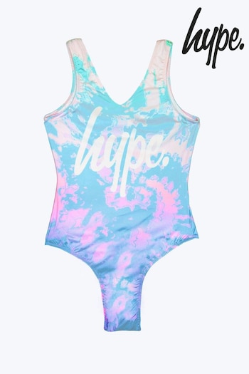 Hype. Girls Pink Multi Pastel Tie Dye Swimsuit (N61653) | £30
