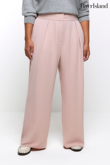 River Island Pink Plus Wide Leg Pleated Trousers (N61728) | £40