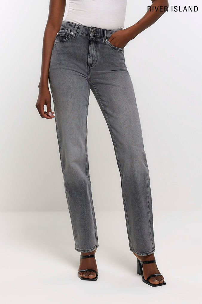 Grey straight sale jeans ladies