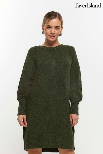 River Island Green Petite Cosy Jumper Dress (N61795) | £40