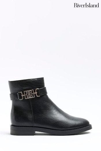 River Island Black Riding Ankle Boots (N61832) | £45