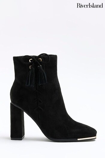 River Island Black Lace Up Corset Boots (N61835) | £55