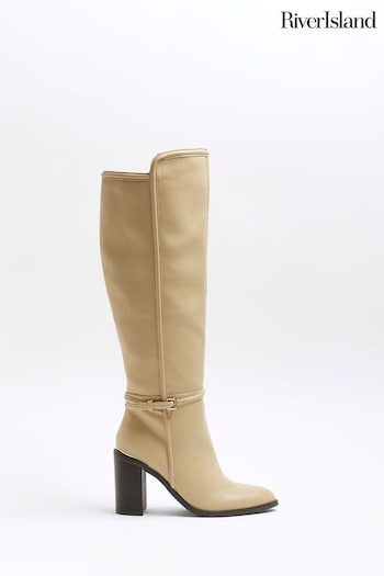 River Island Brown Strappy High Leg Boots (N61842) | £70