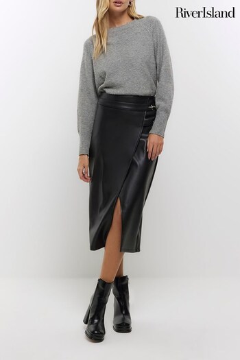 River Island Black Utility Asym Wrap Skirt (N61861) | £45