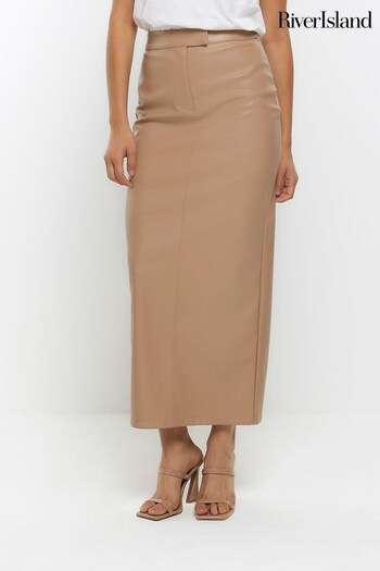 River Island Brown Column Tailored Skirt (N61866) | £40