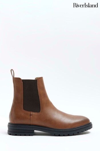 River Island Brown Hero Chelsea Boots (N61871) | £49