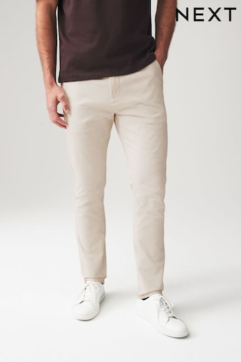 Ecru White Skinny Fit Stretch Chino Trousers Printed (N61902) | £22