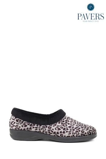 Pavers Grey Leopard Print Casual Slippers (N61917) | £25