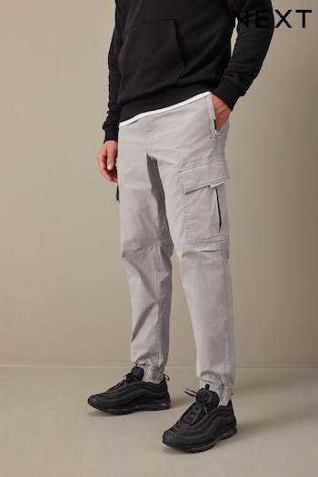 Light Grey Regular Tapered Stretch Utility Cargo Trousers pumps (N61918) | £36