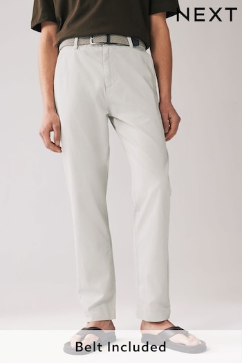 Light Stone Belted Linen Blend Trousers (N61925) | £35