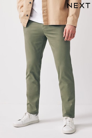 Sage Green Slim Fit Stretch Chinos Trousers Drawstring (N61936) | £22