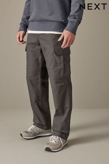 Charcoal Grey Relaxed Fit Ripstop Cargo Trousers Tech (N61946) | £35