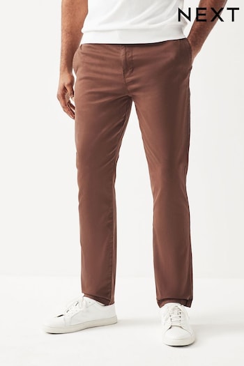 Rust Brown Slim Fit Premium Laundered Stretch Chinos Trousers (N61961) | £32