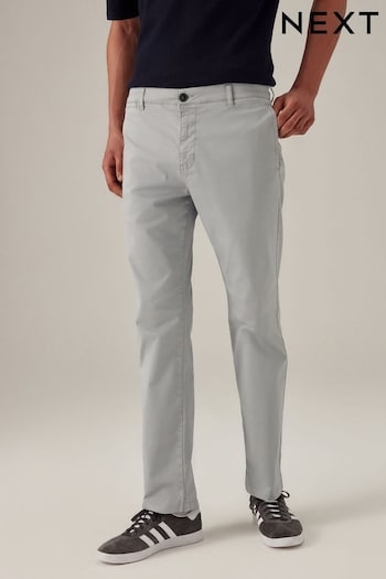 Light Grey Slim Fit Premium Laundered Stretch Chinos Trousers (N61962) | £32