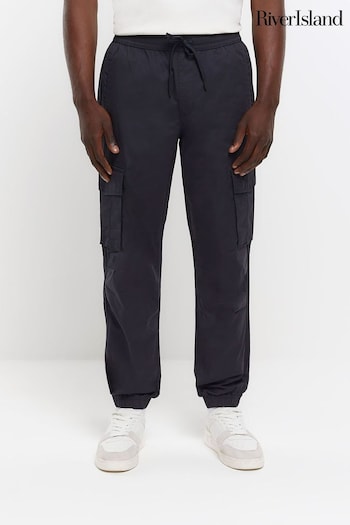River Island Blue Washed Cargo Hatch Joggers (N62042) | £40