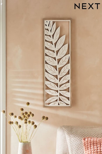 White Leaf Wooden Wall Art (N62091) | £45