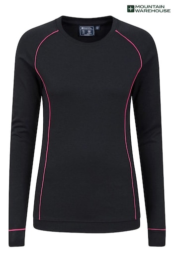 Mountain Warehouse Black Womens Bamboo Thermal Round Neck Top (N62230) | £40