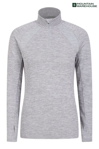 Mountain Warehouse Grey Womens Pro Run Reflective Fleece Lined Half Zip Midlayer (N62235) | £43