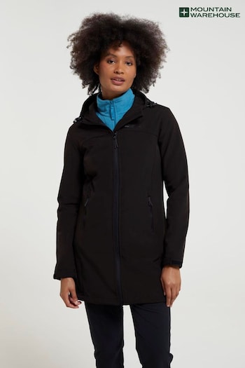 Mountain Warehouse Black Womens Exodus Water Resistant Softshell Coat (N62265) | £72