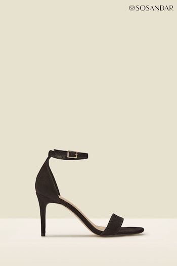 Sosandar Black Suede Barely There High Heels Sandals (N62332) | £79