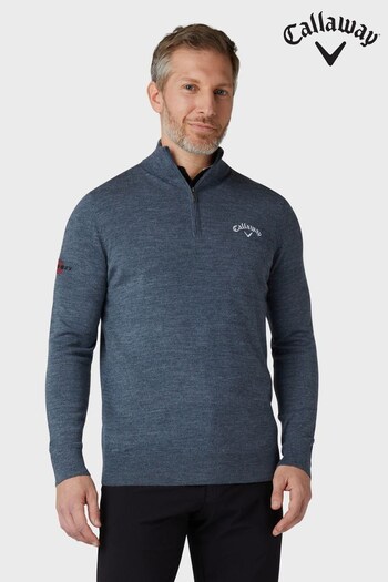 Callaway Apparel Mens Grey Golf 1/4 Zip Blended Merino Sweater (N62359) | £54