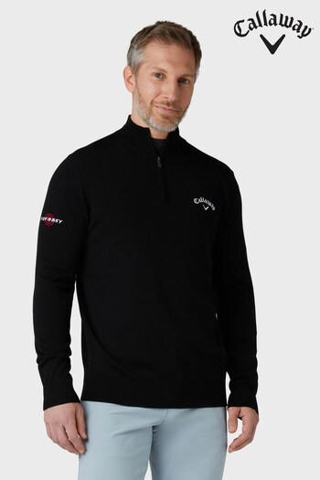 Callaway Apparel Mens Golf 1/4 Zip Blended Merino Black Sweater (N62360) | £54