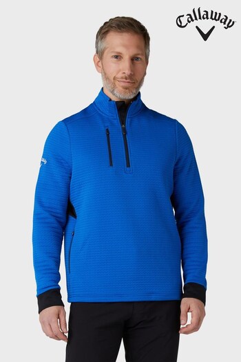 Callaway Apparel Mens Blue Golf Midweight Textured 1/4 Zip Fleece (N62429) | £69