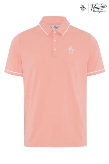 Original Penguin Golf Mens Pink Heritage Strawsberry Polo Shirt with Oversized Pete Logo (N62438) | £45