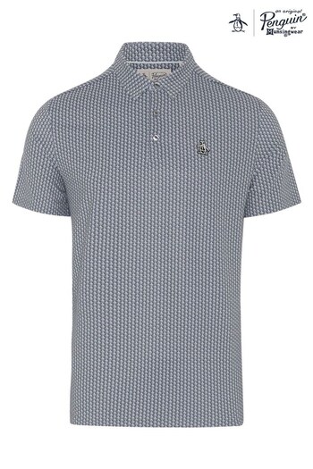 Original Penguin Golf Mens Grey All Over Pete Printed Polo Shirt (N62440) | £49