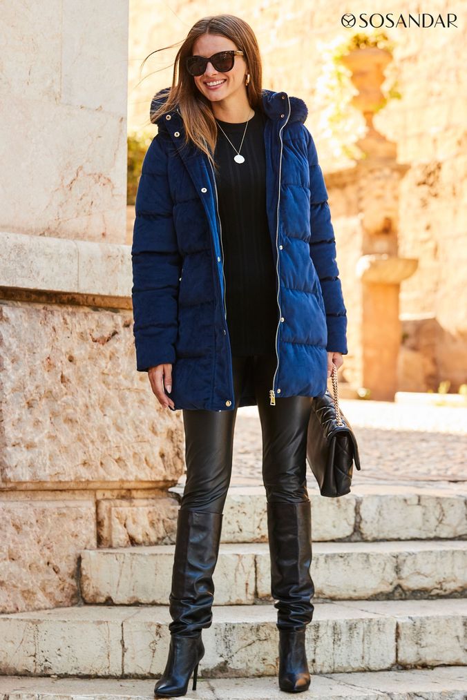 Padded velvet coat sale
