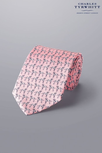 Charles Tyrwhitt Pink Dog With A Bone Print Silk Tie (N62562) | £35