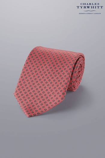 Charles Tyrwhitt Pink Circle Print Silk Tie (N62564) | £35