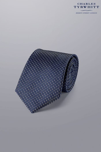 Charles Tyrwhitt Blue Mini Floral Silk Stain Resistant Pattern Tie (N62566) | £35