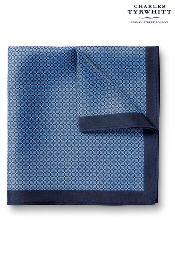 Charles Tyrwhitt Blue Semi Plain Print Silk Pocket Square (N62574) | £25