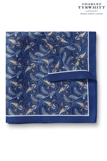 Charles Tyrwhitt Blue Paisley Print Silk Pocket Square (N62578) | £25