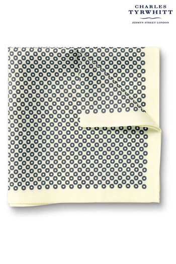 Charles Tyrwhitt Natural Circle Print Silk Pocket Square (N62580) | £25
