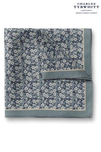 Charles Tyrwhitt Green Floral Print Silk Pocket Square (N62583) | £25