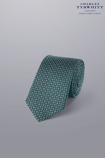Charles Tyrwhitt Green Semi Plain Silk Slim Tie (N62586) | £35