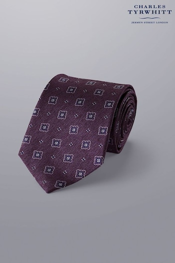 Charles Tyrwhitt Purple Silk Stain Resistant Pattern Tie (N62591) | £35
