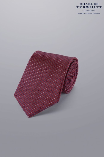 Charles Tyrwhitt Red Semi Plain Silk Stain Resistant Pattern Tie (N62593) | £35