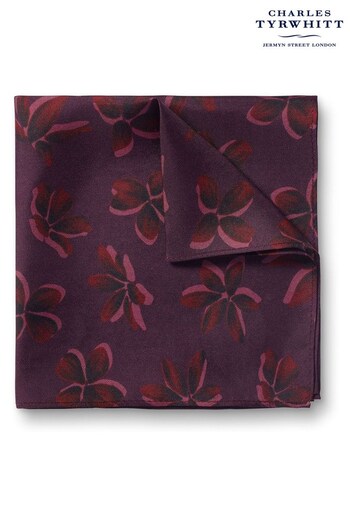 Charles Tyrwhitt Purple Large Floral Print Silk Pocket Square (N62600) | £25