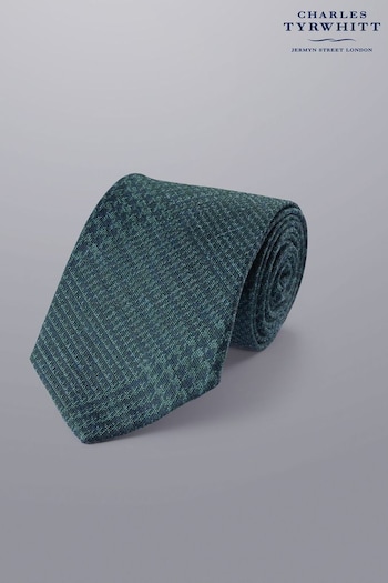 Charles Tyrwhitt Green Pow Check Silak Wool Blend Tie (N62605) | £50