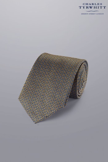 Charles Tyrwhitt Yellow Semi Plain Silk Stain Resistant Pattern Tie (N62611) | £35