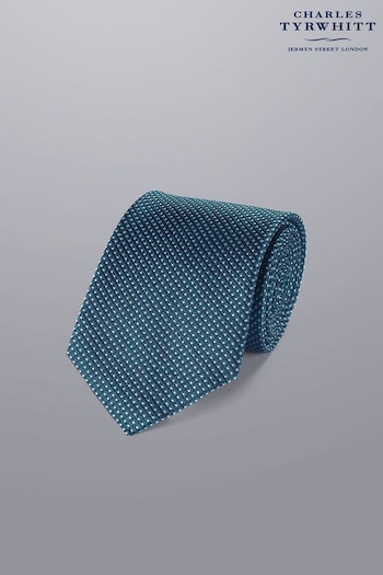 Charles Tyrwhitt Blue Semi Plain Silk Stain Resistant Pattern Tie (N62613) | £35